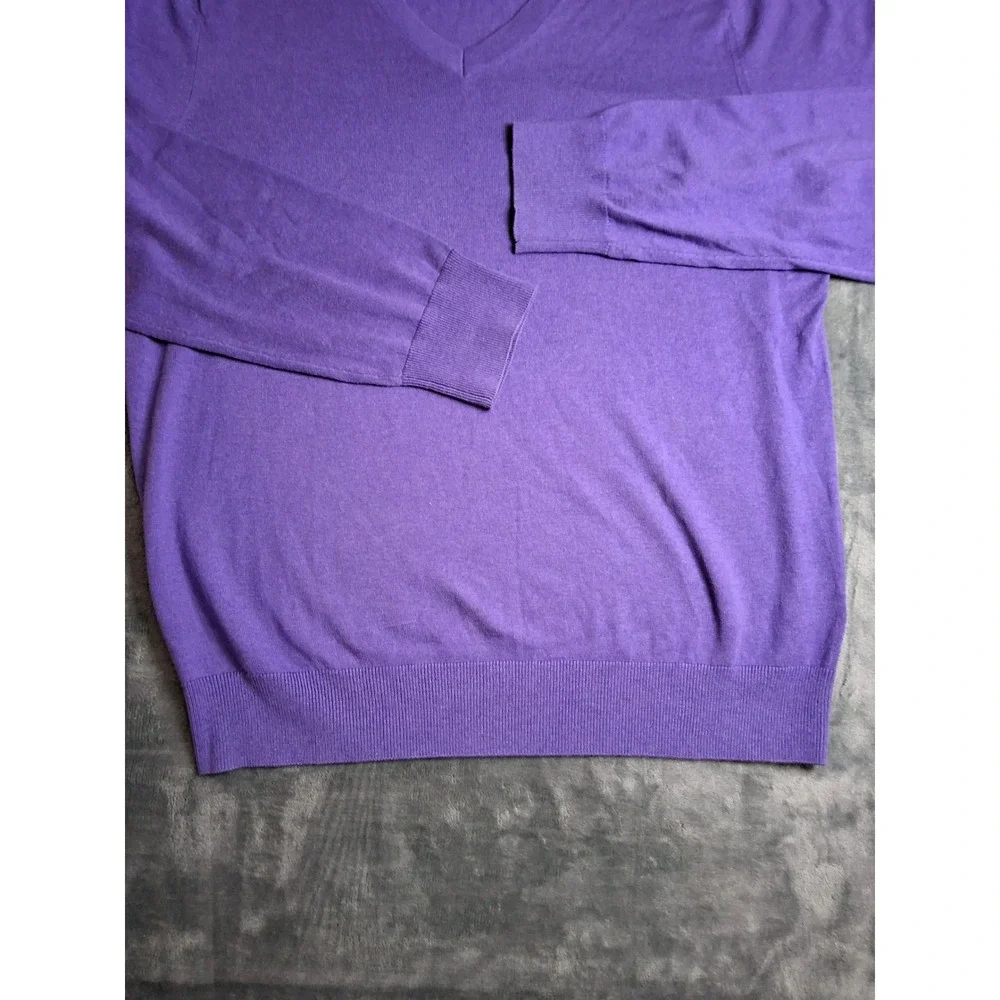 Banana Republic Luxury‎ Blend VNeck Sweater Mens Lg Purple Silk Cashmere/Cotton
